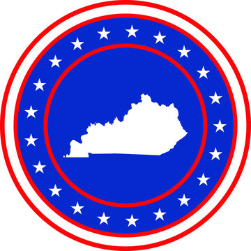 Vector illustration of Badge of the State of Kentucky in Colors of USA flag