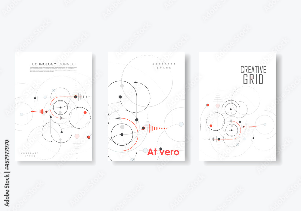 Aufkleber Vector graphic circle lines connection. Modern dotted design. Technological pattern. Rounded scheme shapea style