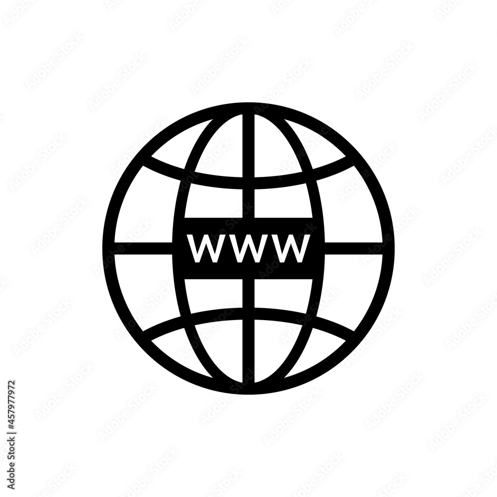 Poster web site icon. www symbol for internet domain and url link. click to link in browser. online network
