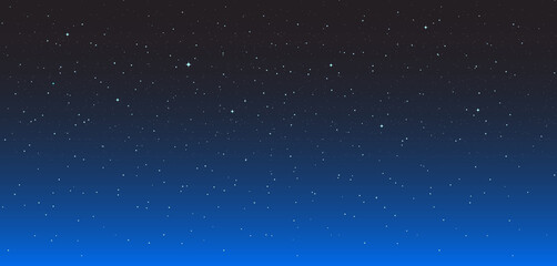 Night star background. Starry sky. Dark-blue space with bright stars. Wallpaper of galaxy or universe. Illustration for astronomy, magic and infinity. Texture with constellation and planet. Vector - obrazy, fototapety, plakaty