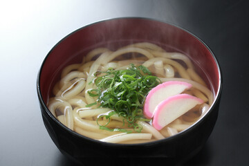 湯気の上る温かいうどん