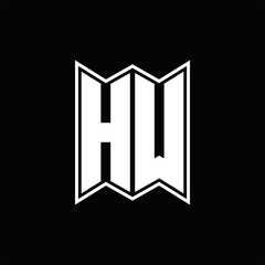 HW Logo monogram with emblem style design template