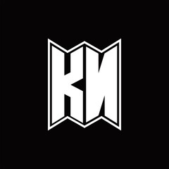 KN Logo monogram with emblem style design template