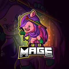 Fototapeta na wymiar The mage pig esport mascot design