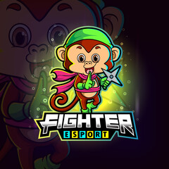 The fighter monkey with shrunken esport logo design