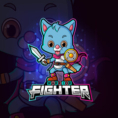 The cool warrior fighter cat esport logo design