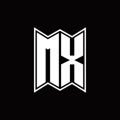 MX Logo monogram with emblem style design template