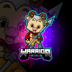 The cute warrior sheep esport logo design