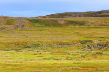 Obraz premium peninsula middle fishing landscape kola, mountains and hills stones view