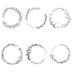 set botanical floral frame wreath vector