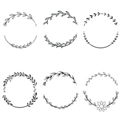 wreath set floral frame vector
