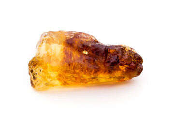 Brown caramelized sugar on white background.