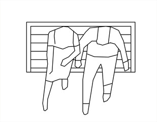 Vector design of sketch of two more people sitting on a park bench
