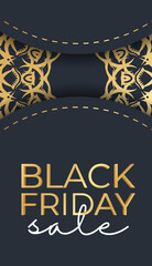 Poster for Black Friday Sale Dark Blue with Vintage Gold Ornament