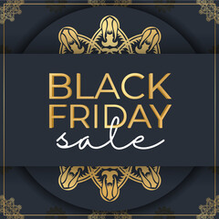 Poster Sale Black Friday Dark Blue with Luxurious Golden Pattern