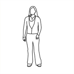 Vector design of a young girl standing still standing