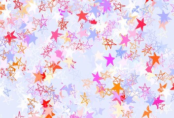 Light Blue, Red vector template with sky stars.