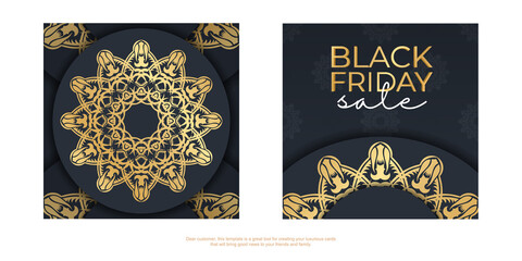 Poster Sale Black Friday Dark Blue with Vintage Gold Ornament