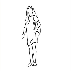 Vector design of a sketch of a beautiful teenage girl