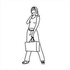 sketch vector design of a person holding a shopping bag