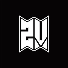 ZV Logo monogram with emblem style design template