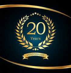 Luxury golden design laurel wreath anniversary design 