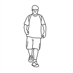 Vector design of sketch of a teenage boy wearing a bag
