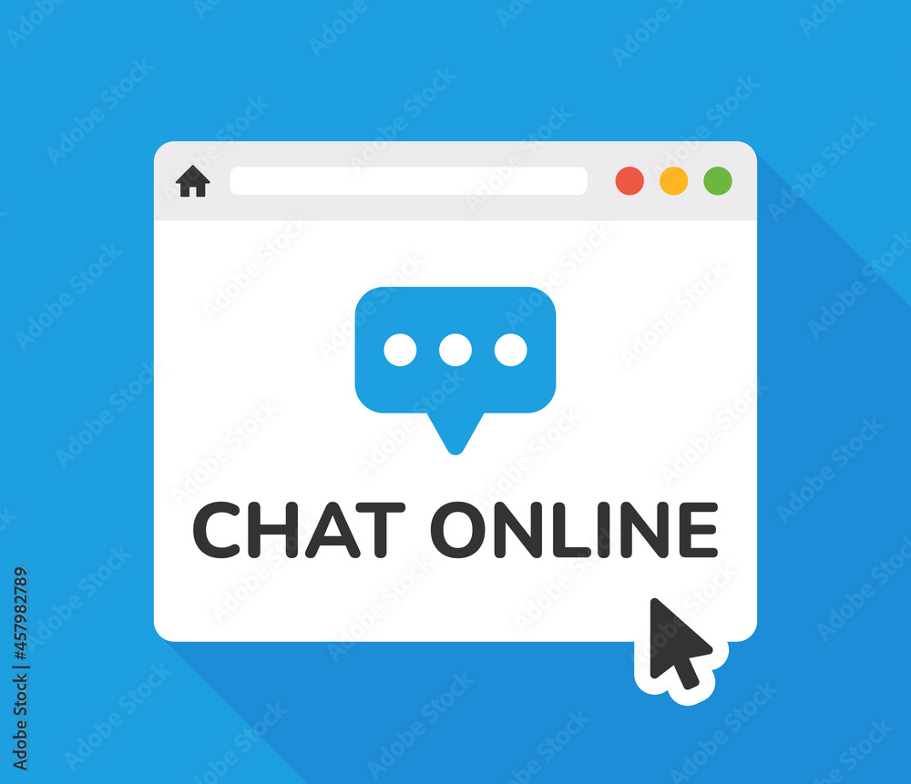 Poster chat online icon. speech bubble on web browser symbol vector illustration.