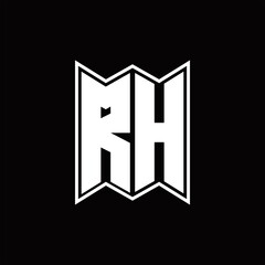 RH Logo monogram with emblem style design template
