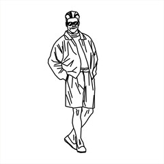 Vector design of a cool and uniquely dressed teenage boy sketch