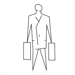 Vector design of sketch of a person carrying two suitcases