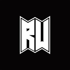 RW Logo monogram with emblem style design template