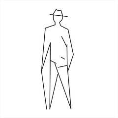 Vector design of a sketch of a person wearing a wide hat