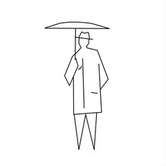 Vector design of a sketch of a man wearing an umbrella