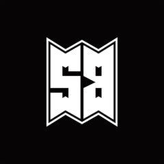 SB Logo monogram with emblem style design template