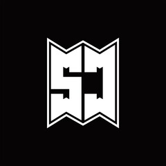 SC Logo monogram with emblem style design template