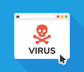 Malware virus on internet browser icon. Webpage with virus symbol vector illustration.