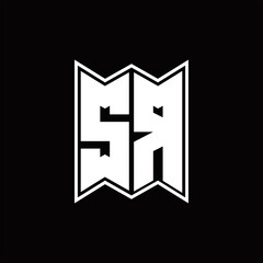 SR Logo monogram with emblem style design template