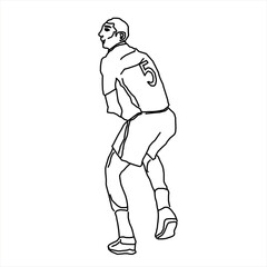 Vector design of sketch of a man wearing number five sportswear