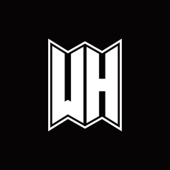 WH Logo monogram with emblem style design template