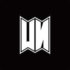 WN Logo monogram with emblem style design template