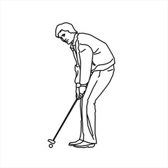 Vector design of a sketch of a person about to hit a golf ball