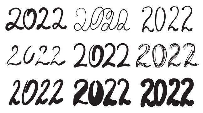 2022 Hand Drawn Vector Numbers, Sketch Calendar Design