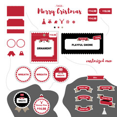 Christmas tags vector.
