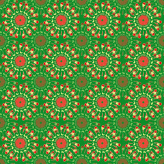 pattern decorazioni astratte natalizie su sfondo verde