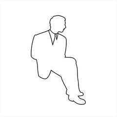 Vector design of a sketch of a person sitting looking at something