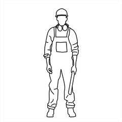 Obraz premium Vector design of a construction worker sketch