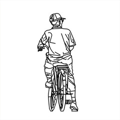 Vector design of a sketch of a person learning to ride a bicycle