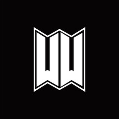 UW Logo monogram with emblem style design template