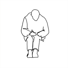 Vector design of a sketch of a person sitting while drawing